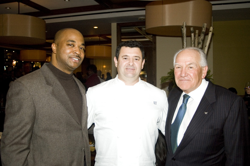 Toasting to BLT were, from left, Atlanta Councilman Kwanza Hall, Chef Tourondel and W Atlanta developer Hal Barry.