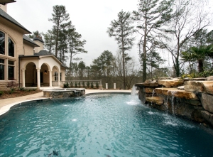 Northside Drive Pool with Cascading Waterfall